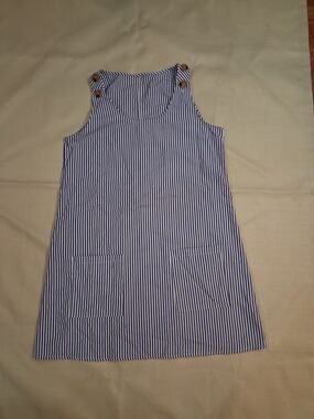 Blue and White Striped  Pinafore Dress